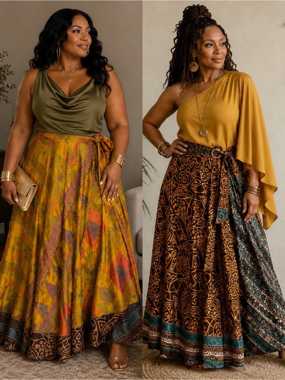 Reversible Indian silk wrap skirt